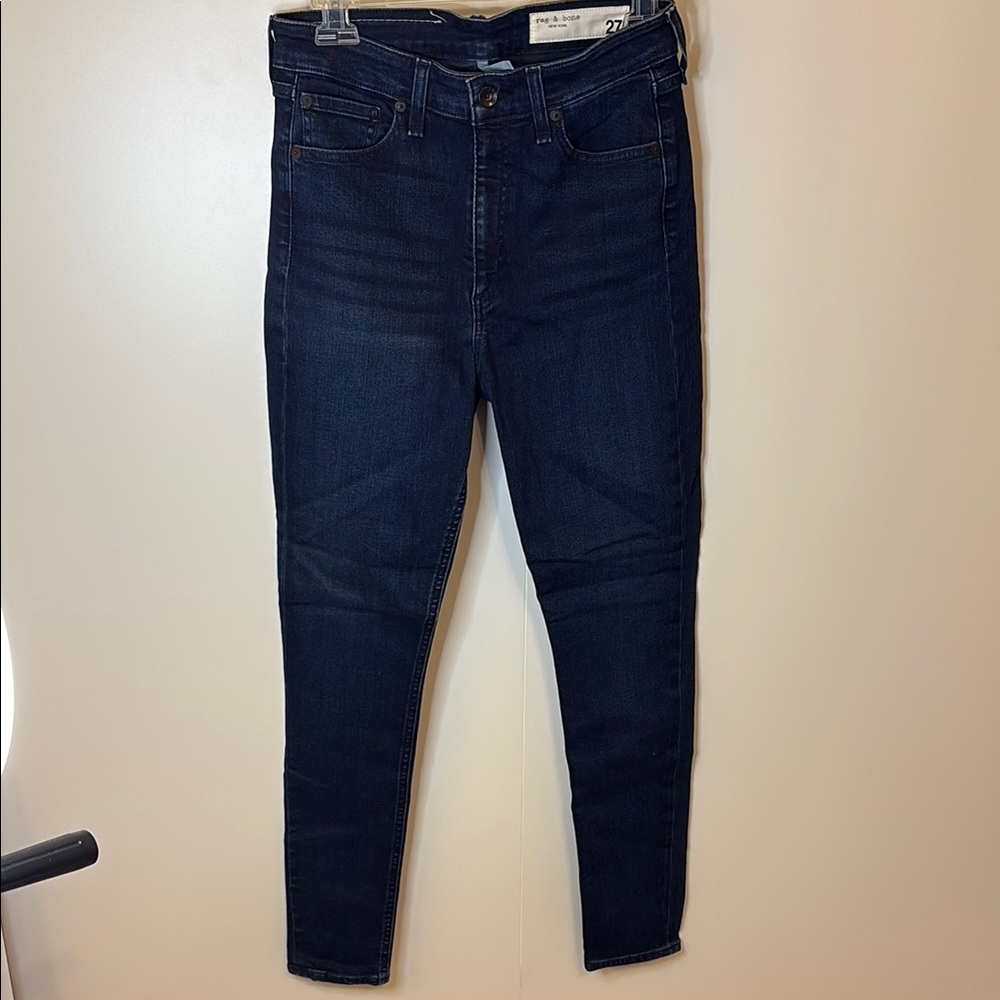 rag & bone Blue Skinny Jeans High-Rise Stretch